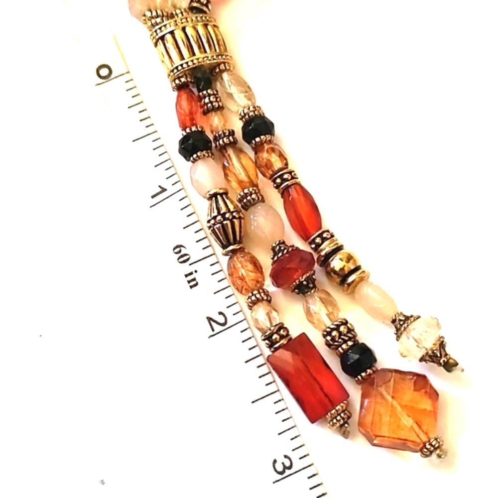 VINTAGE MULTICOLORED GLASS BEADED STRANDED LARIAT 16-18" NECKLACE - Picture 7 of 9